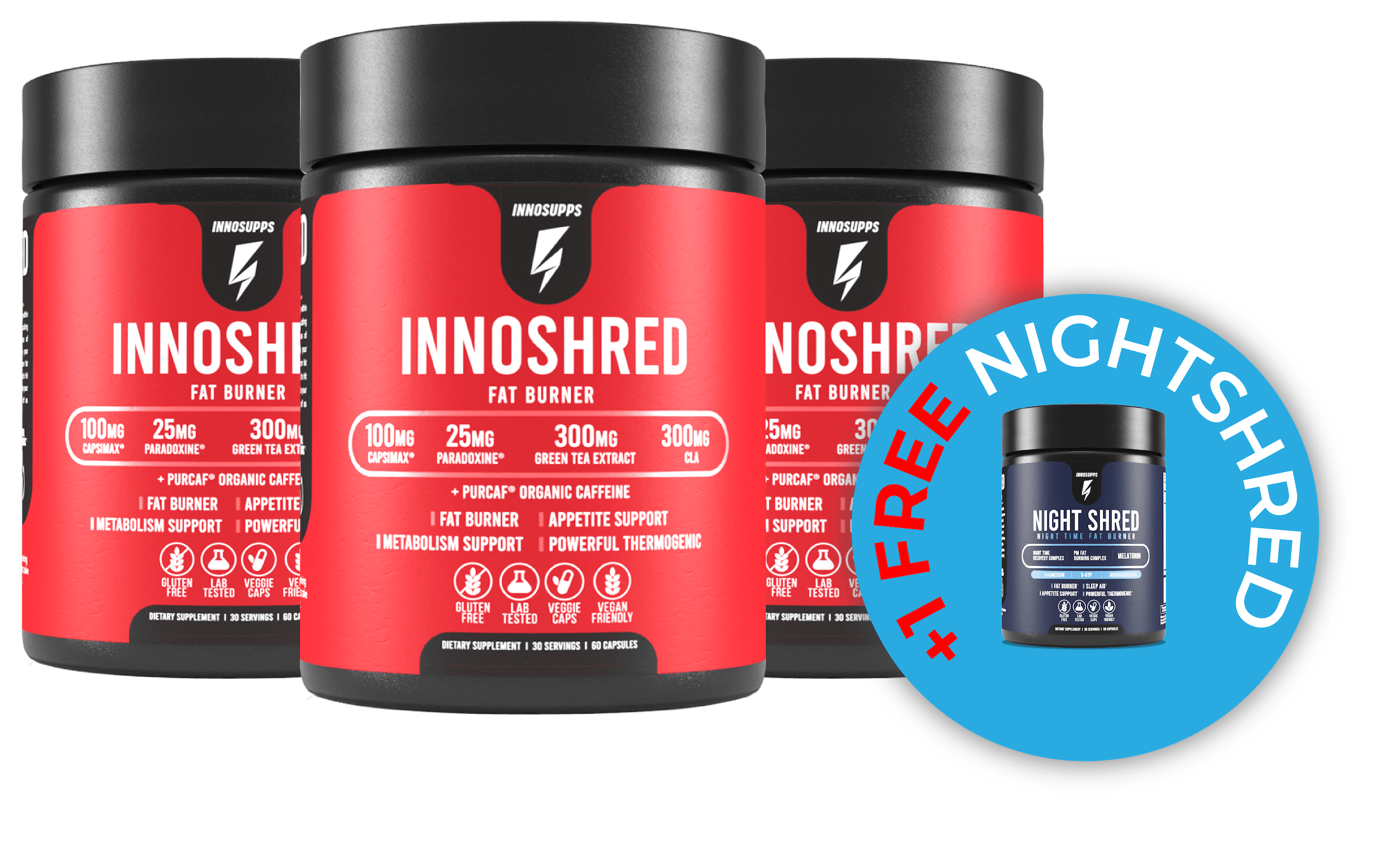 3 Bottles of Inno Shred + 1 FREE Night Shred