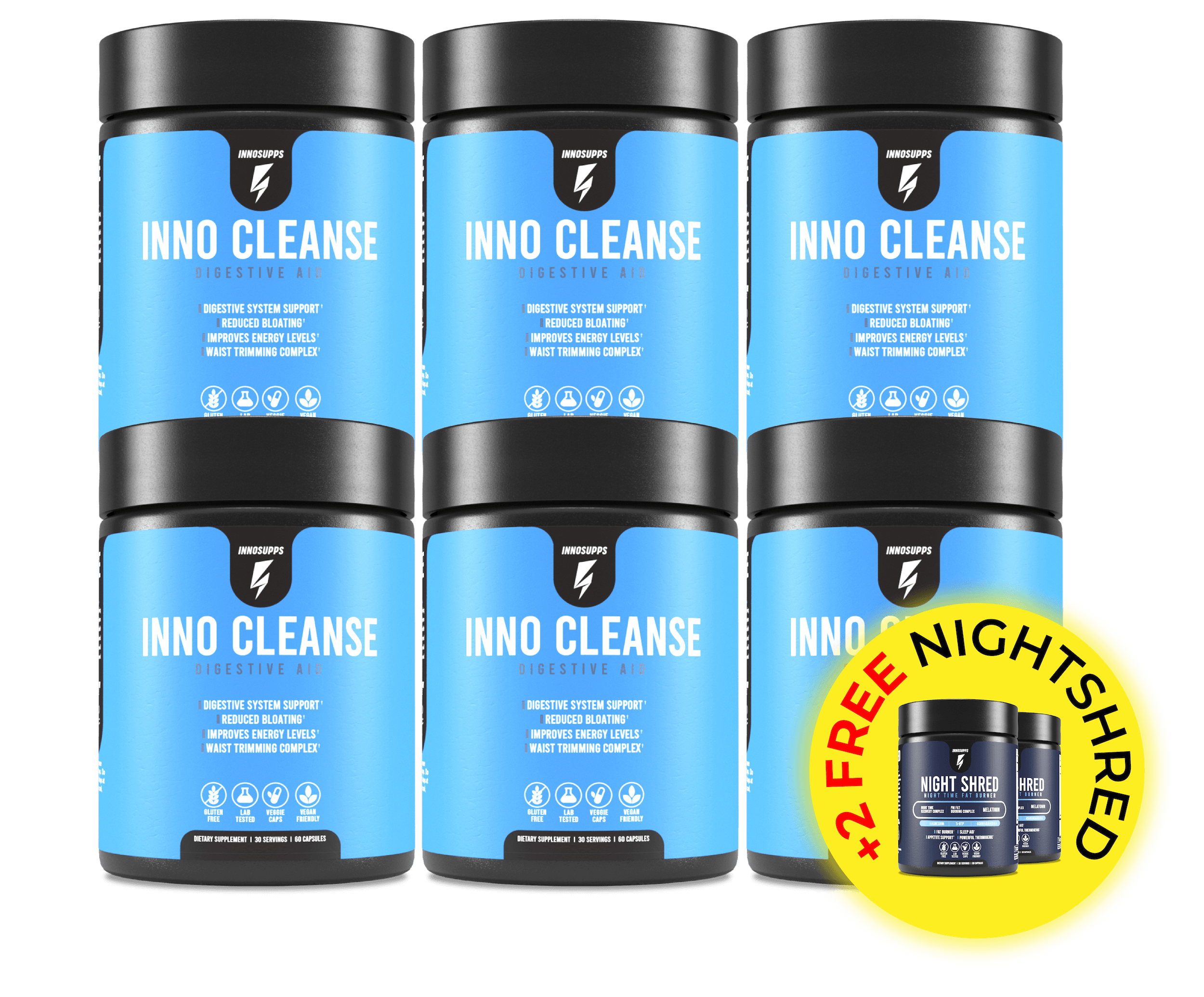 6 Bottles of Inno Cleanse + 2 FREE Night Shred