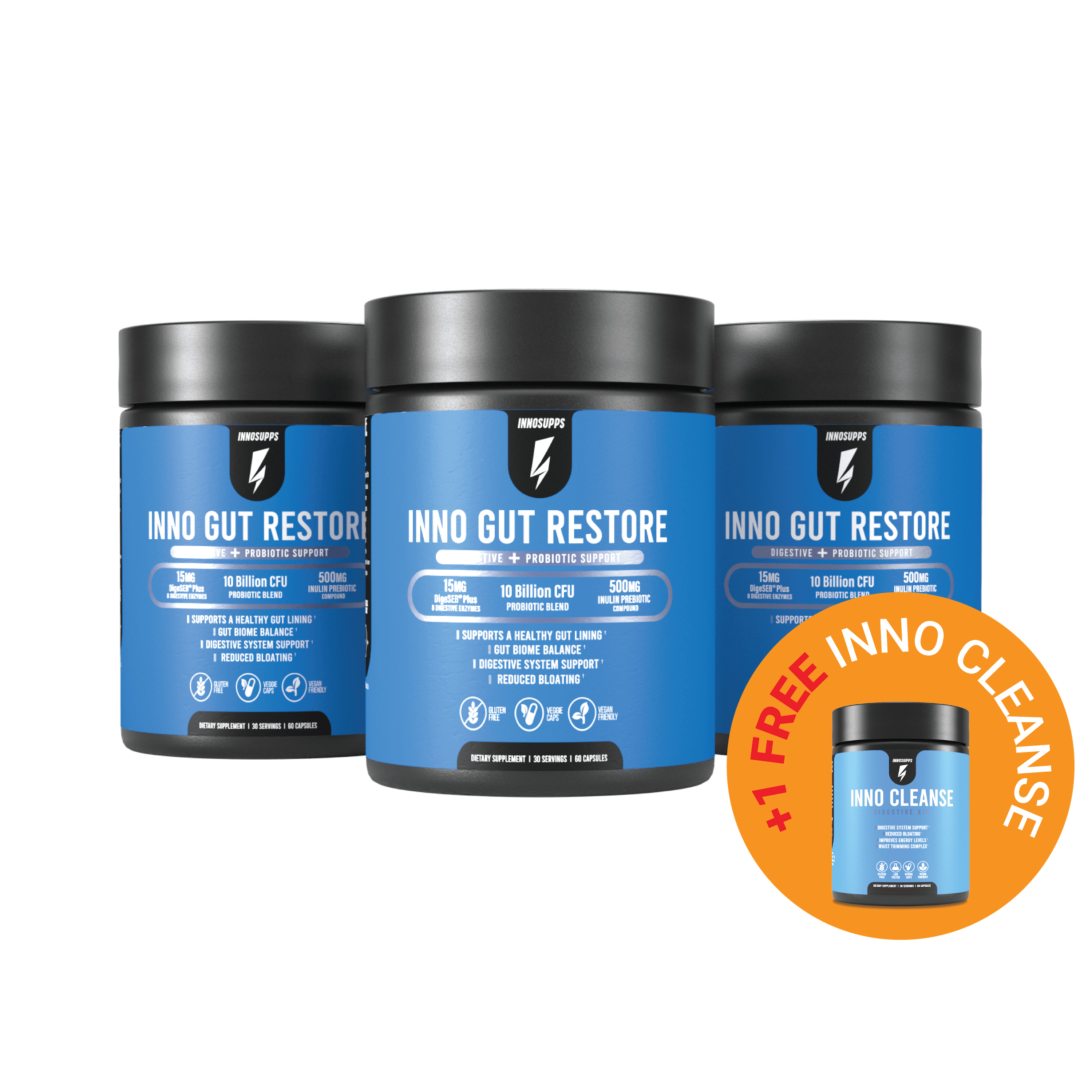 3 Bottles of Inno Gut Restore + 1 FREE Inno Cleanse