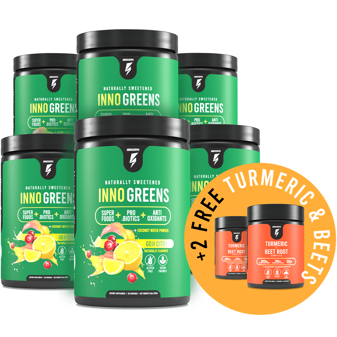 6 Bottles of Inno Greens + Two FREE Turmeric & Beetroot